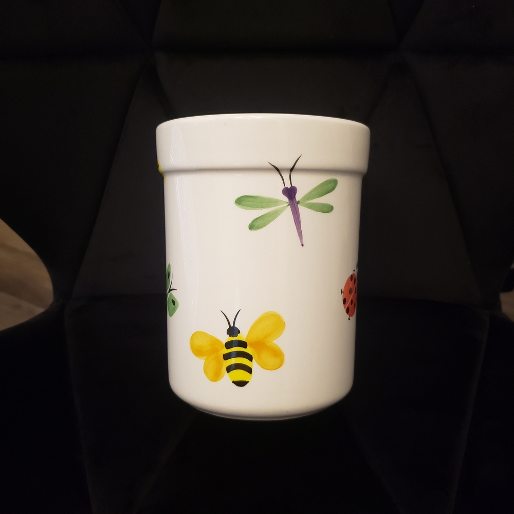 Target White Ceramic Utensil Holder with Colorful Bug Motif